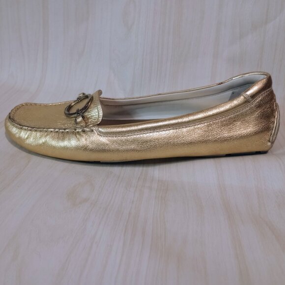 Prada Sport Gold Leather Loafers. Size 9 Good condition. In original bag and box - Picture 4 of 9